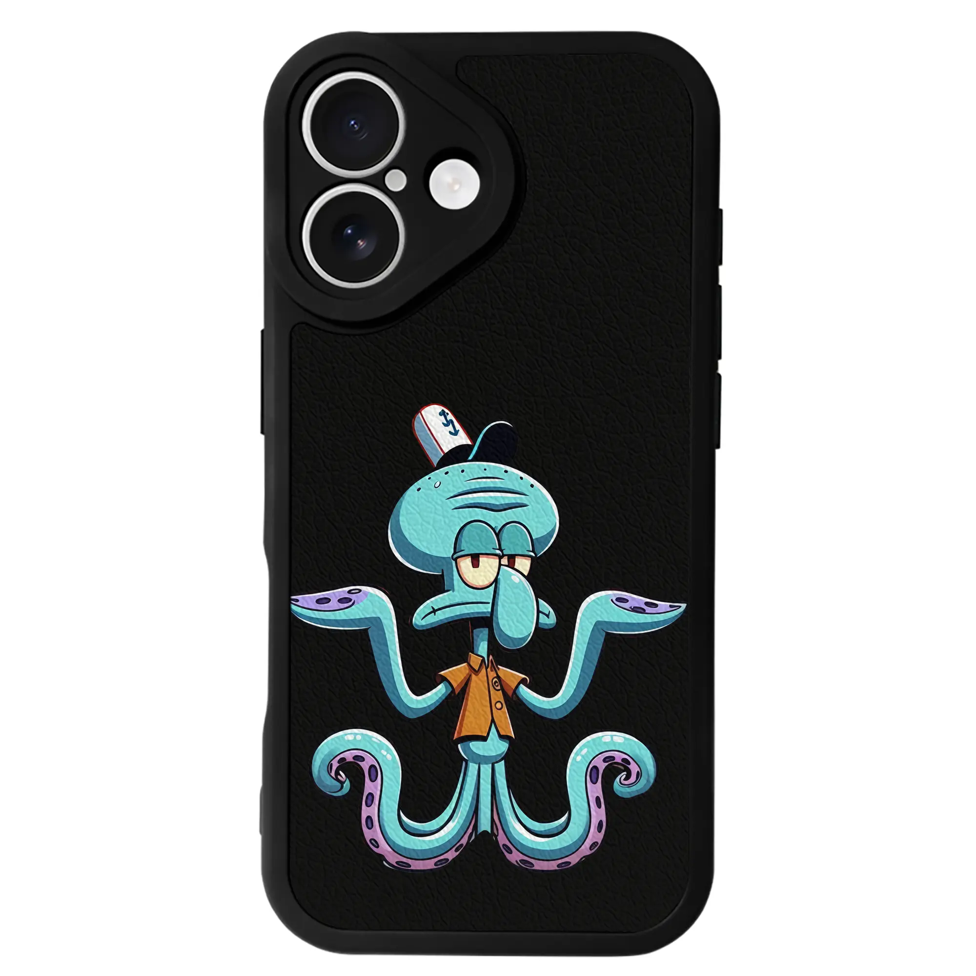 スポンジボブ グッズ イカルド - IPhone 16シリーズ対応 ・ シリコンスマホケース ・ レザー調 ・ 高精度フィット ・ 耐衝撃 ・ ワイヤレス充電対応 ・ 精密カット